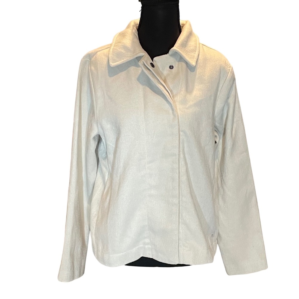 Banana Republic XS Cream Snap Front Jacket Box Pleat Minimalist Clean Girl